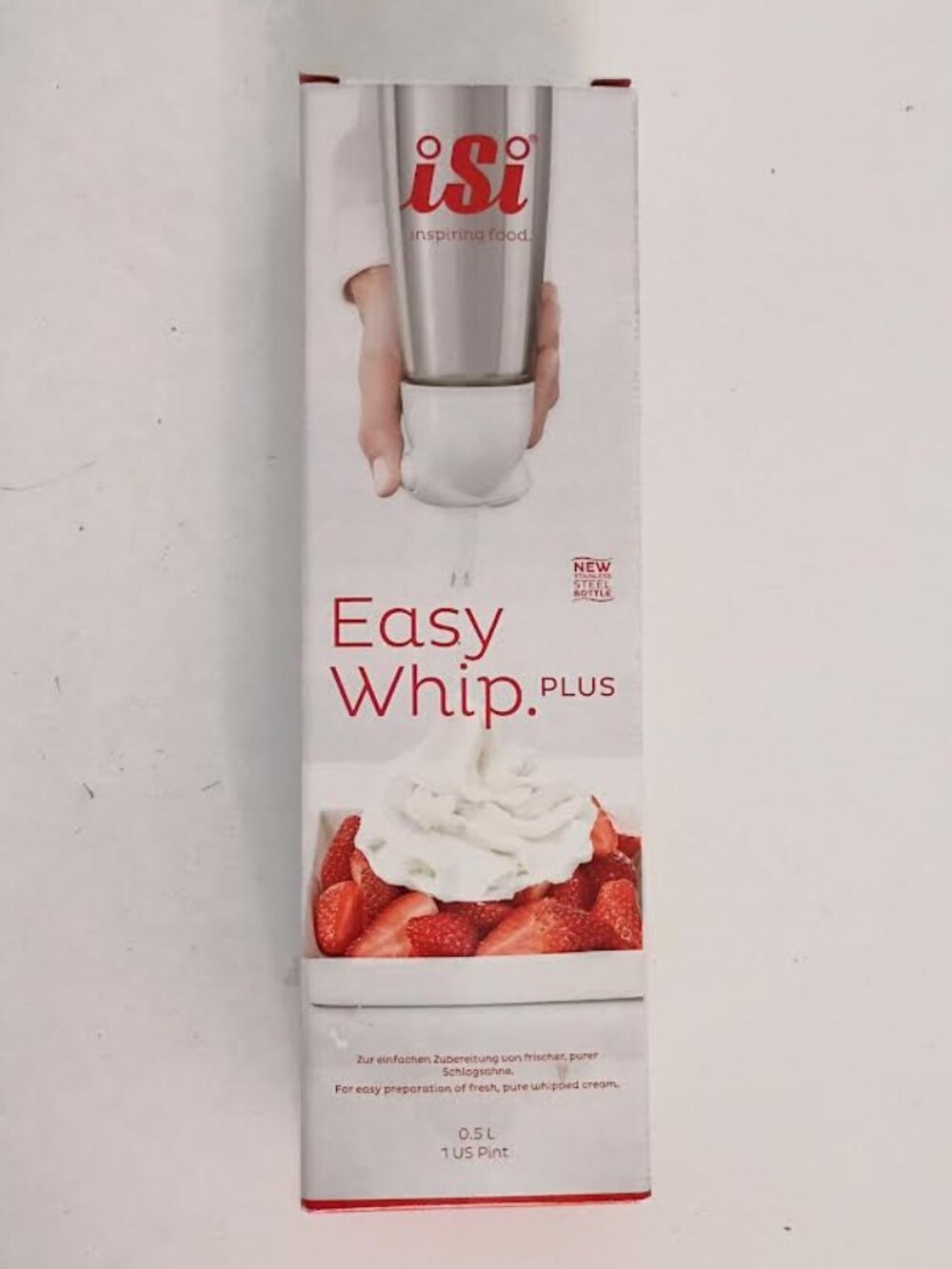 ISI EASY WHIP PLUS STAINLESS STEEL BOTTLE 1 US PINT # 154001 HOME CREAM WHIPPER